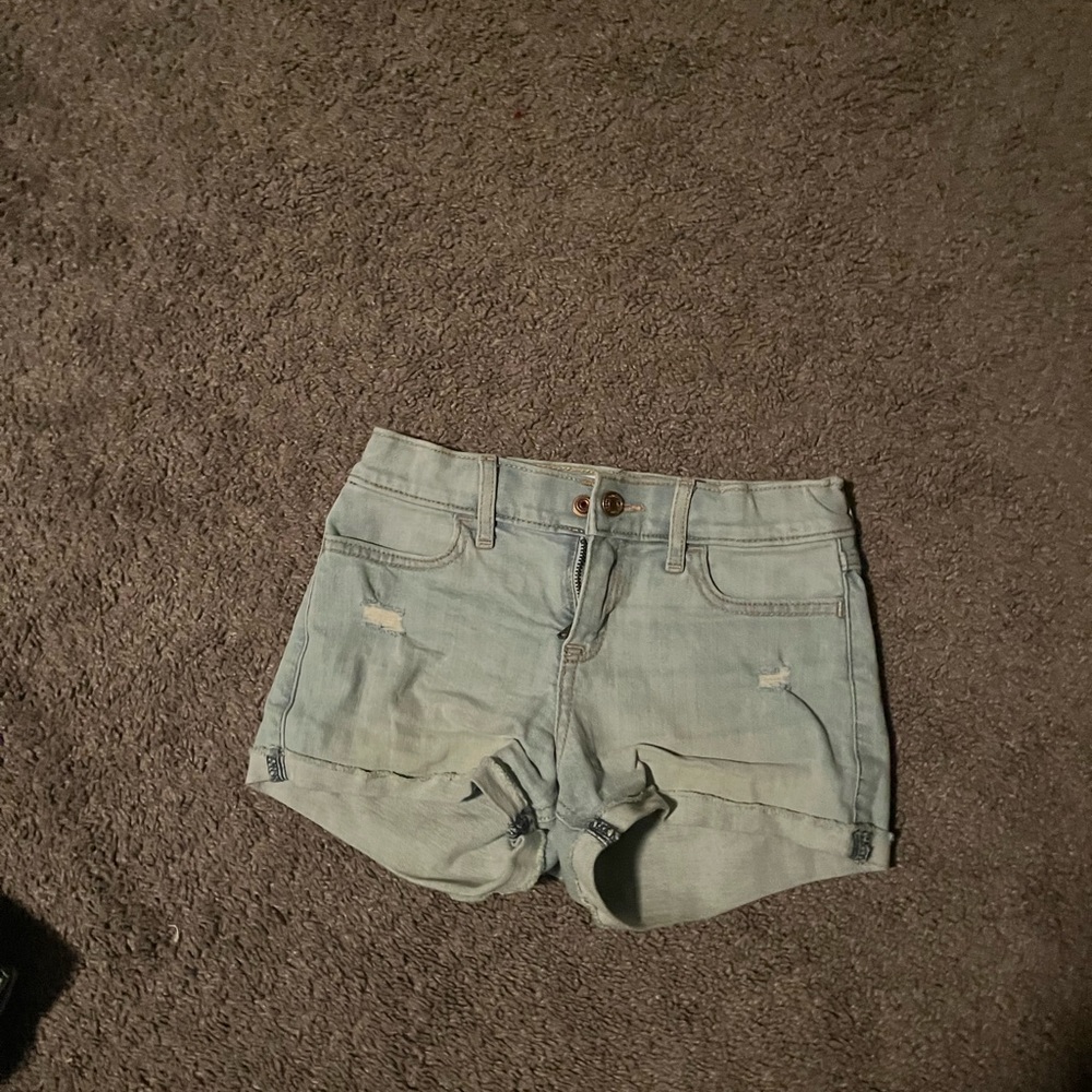 Abercrombie Kids Light Wash High Rise Shortie Short